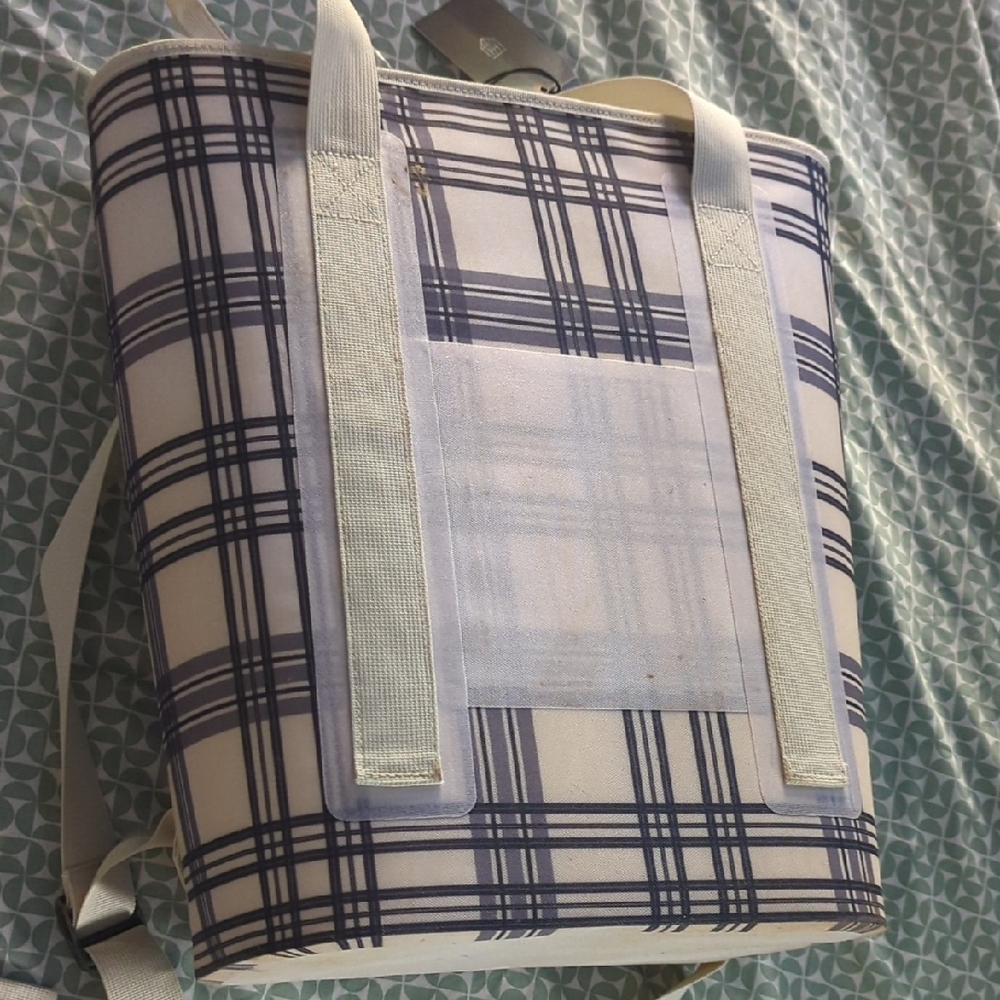 Hearth & Home Joanna Kerns Plaid Cooler Picnic Basket New